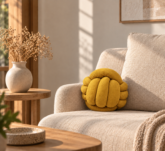 Coussin boule tressé